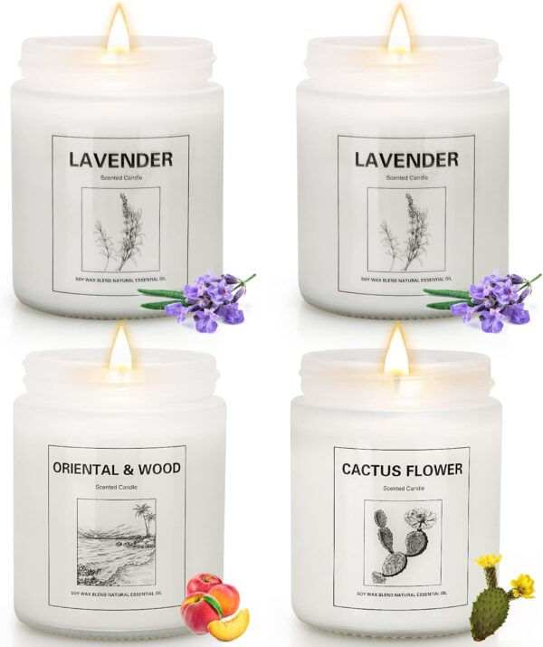 4 Pack Candles for Home Scented, Lavender Candle Set, Aromat... - Image 2