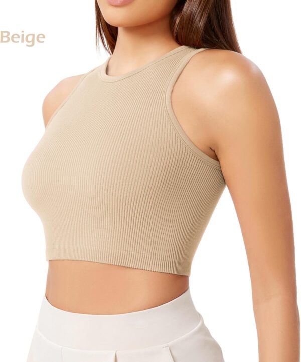 ODODOS 3-Pack Seamless Crop Tank for Women Ribbed Soft High ... - Image 3