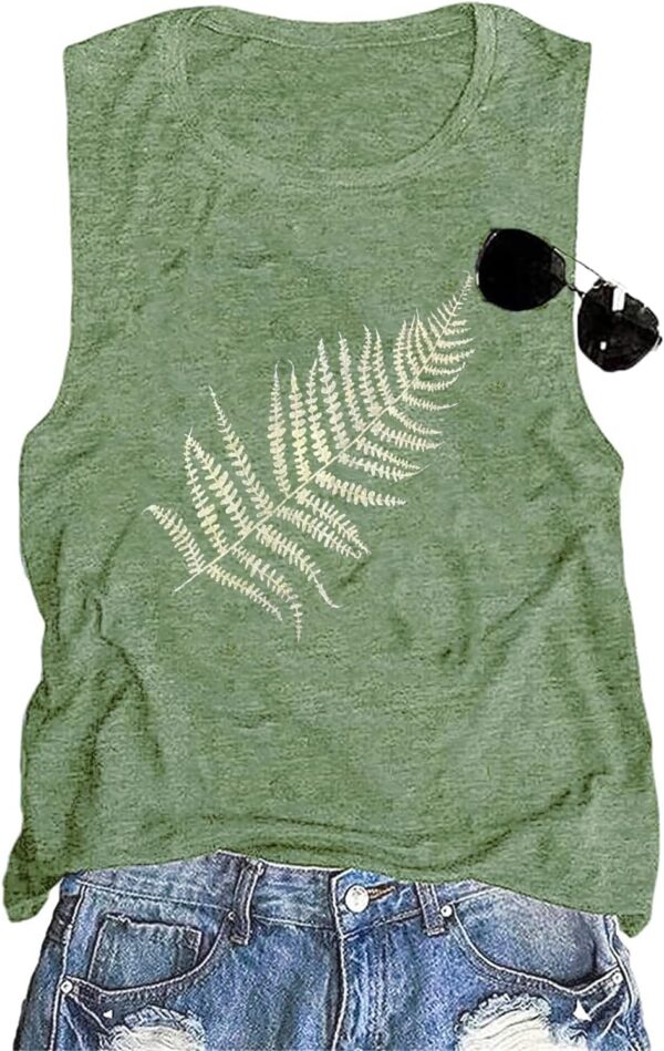 Women Leaf Graphic Tank Tops Summer Aesthetic Plant Print Hi... - Image 2