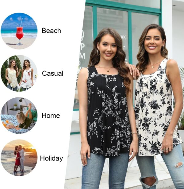 LONGYUAN Womens Tank Tops Summer Sleeveless Tunic Square Nec... - Image 5