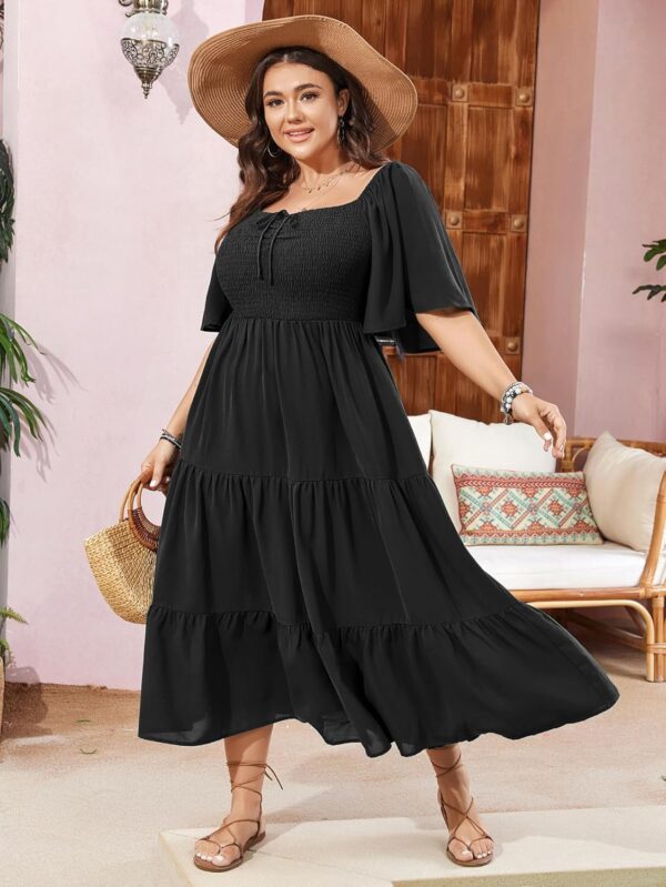 SCOMCHIC Women's Plus Size Flowy Maxi Dress Flutter Short Sl... - Image 4