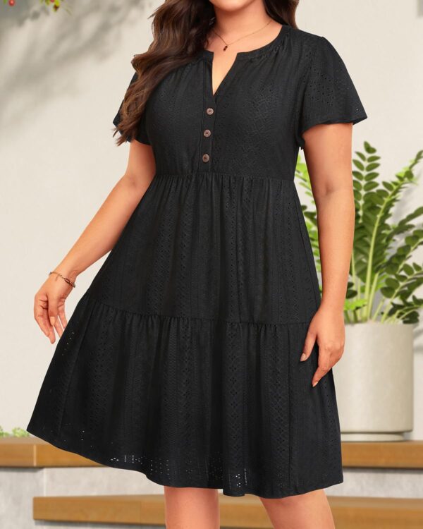 Plus Size Summer Dress - Casual Sundress Beach Short Sleeve ... - Image 4