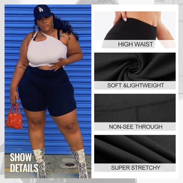 TNNZEET 2 Pack Plus Size Biker Shorts for Women - 8" Black H... - Image 4