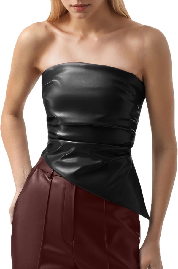 ISZPLUSH Women’s Tube Cropped Camisole Tops Sexy Ruched Stra... - Image 4
