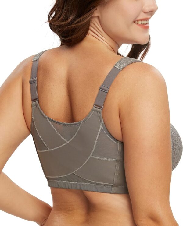DotVol Women's Full Figure Front Closure Wirefree Jacquard B... - Image 3