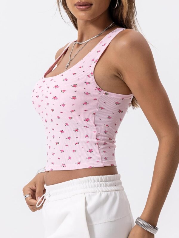 Danysu Women Rib Tank Top Padded Workout Top Square Neck Cro... - Image 6
