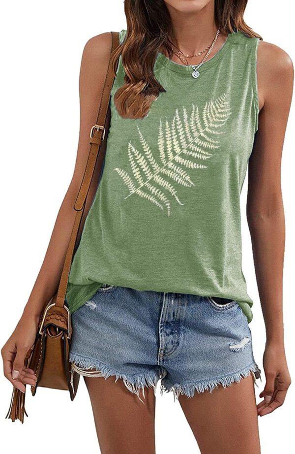 Women Leaf Graphic Tank Tops Summer Aesthetic Plant Print Hi... - Image 3