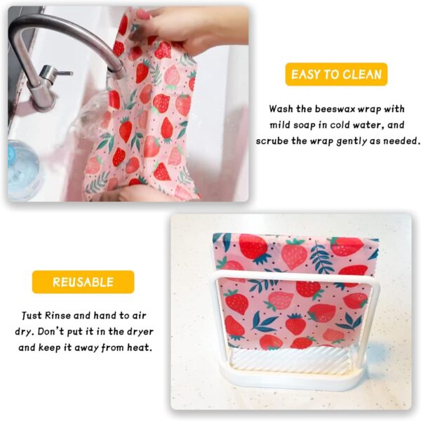 Reusable Beeswax Wrap - 9 Pack Beeswax Wraps For Food, Organ... - Image 6