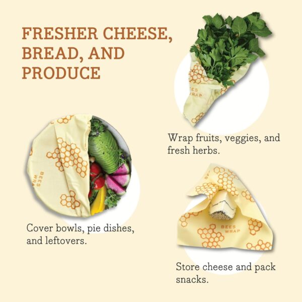 Bee's Wrap Reusable Beeswax Food Wraps Made in The USA, Eco ... - Image 5