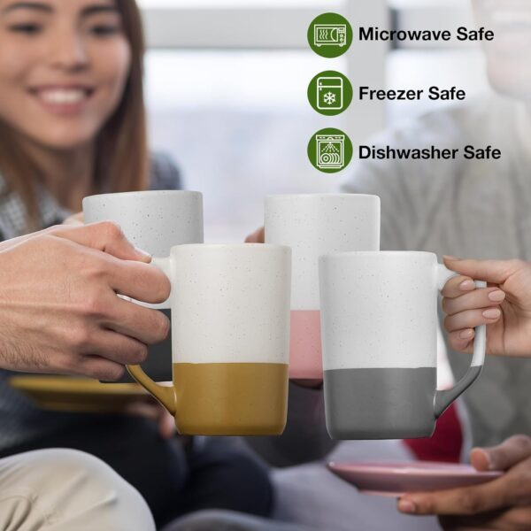 Large Ceramic Coffee Mug Set of 4, 16 oz Tea Cups with Handl... - Image 7