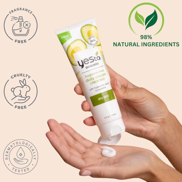 Yes To Avocado Fragrance Free Daily Cream Cleanser, Hydratin... - Image 3