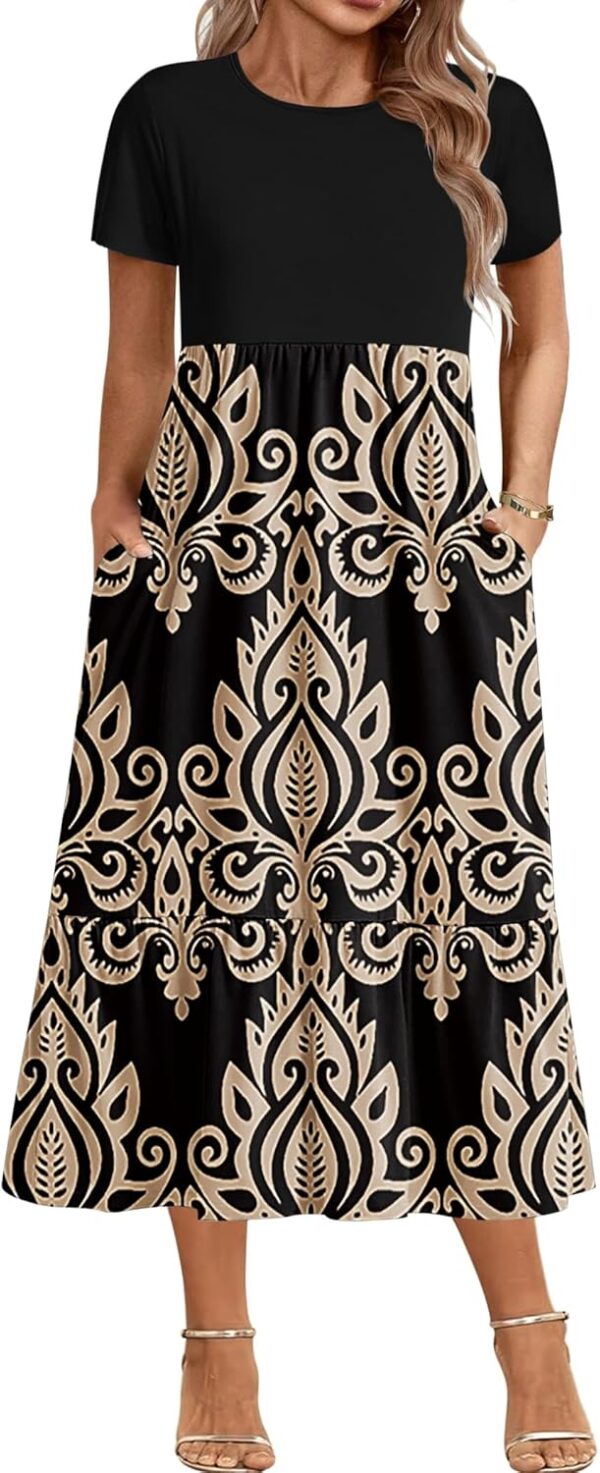 IN'VOLAND Women Plus Size Short Sleeve Dress Loose Plain Cas... - Image 2