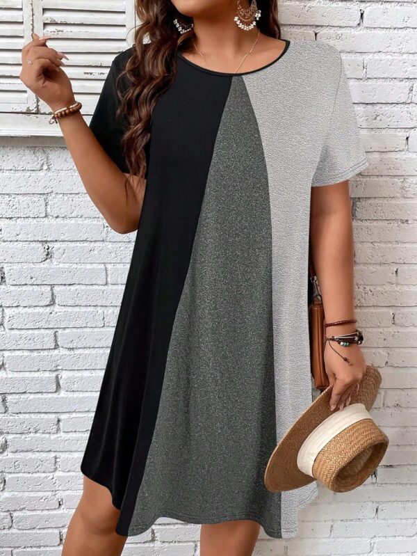 SOLY HUX Women's Plus Size Dress Color Block Short Sleeve T ... - Image 4