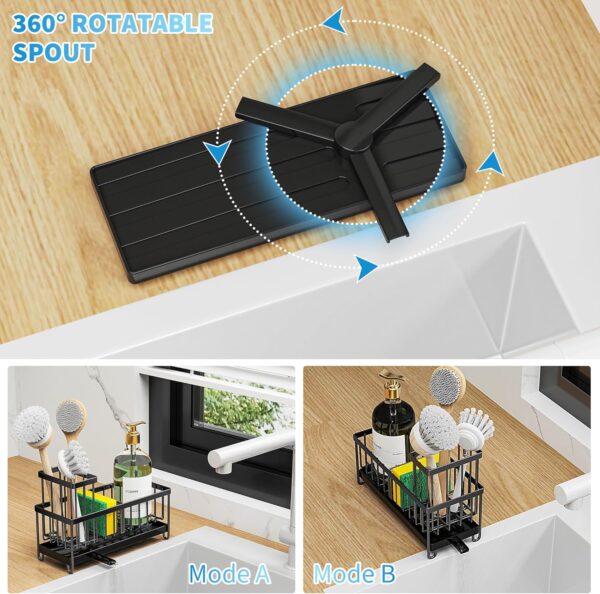 Cisily Black Sponge Holder for Kitchen Sink, Sink Caddy Orga... - Image 3