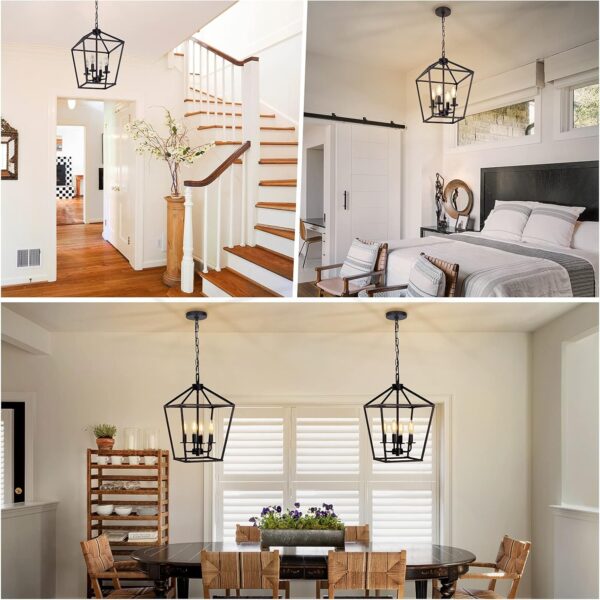 4 Light Chandelier, Industrial Ceiling Light Black Lantern L... - Image 7