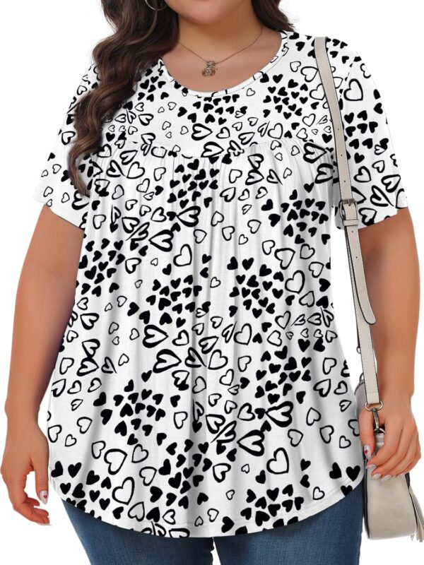 Womens Plus Size Tops Tunic Short Sleeve Crew Neck Shirts Ca... - Image 3