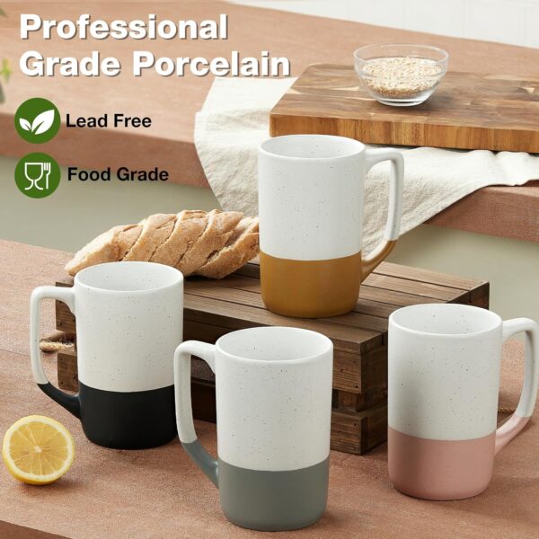 Large Ceramic Coffee Mug Set of 4, 16 oz Tea Cups with Handl... - Image 5