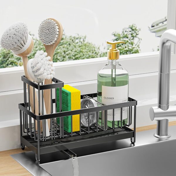 Cisily Black Sponge Holder for Kitchen Sink, Sink Caddy Orga... - Image 2