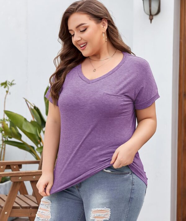 LALAGEN Plus Size T Shirts for Women 2024 UPF 50+ Rolled Sho... - Image 3
