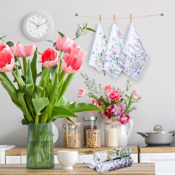 Redbaker 6 Pcs Floral Kitchen Towels Wildflower Print Dish T... - Image 5