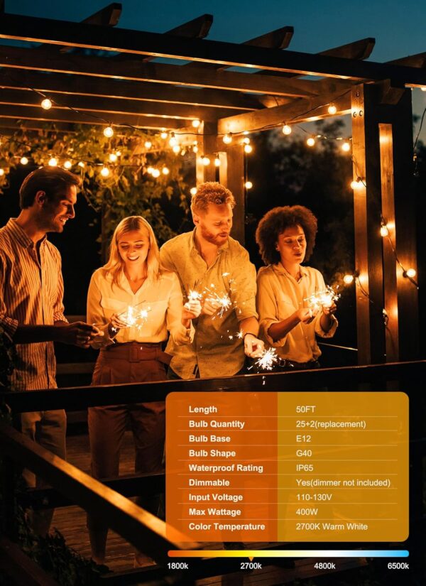 Brightown Outdoor String Lights - Connectable Dimmable LED P... - Image 3