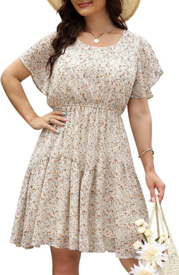 Nemidor Womens Casual Plus Size Summer Boho Chiffon Print Mi... - Image 2