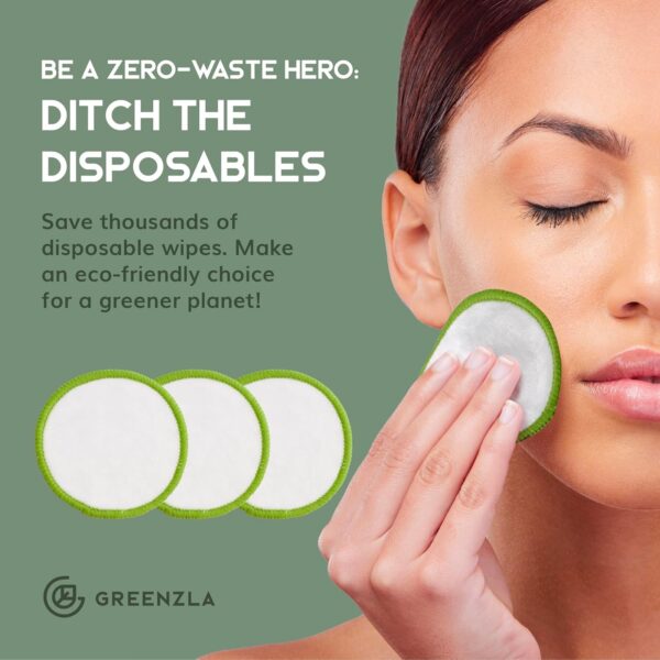 Greenzla Reusable Makeup Remover Pads, Washable Bamboo Cotto... - Image 4
