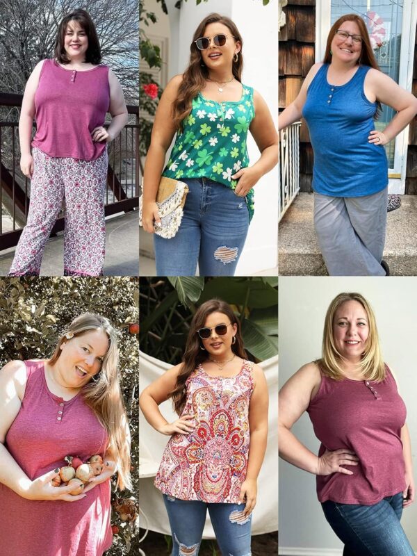 DOLNINE Womens-Plus-Size-Tank-Tops Summer Sleeveless T Shirt... - Image 5