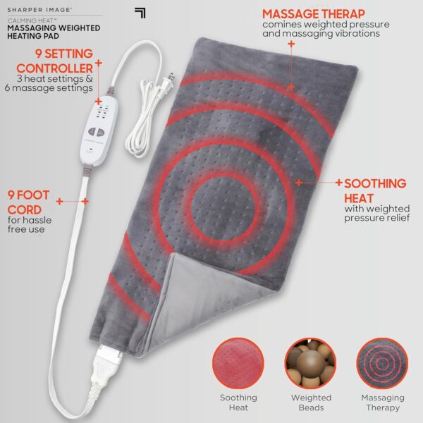 Calming Heat Massaging Weighted Heating Pad by Sharper Image... - Image 5