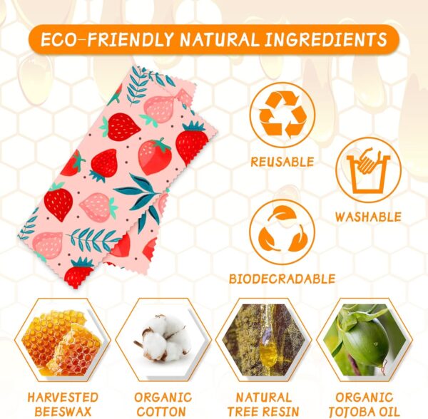 Reusable Beeswax Wrap - 9 Pack Beeswax Wraps For Food, Organ... - Image 3
