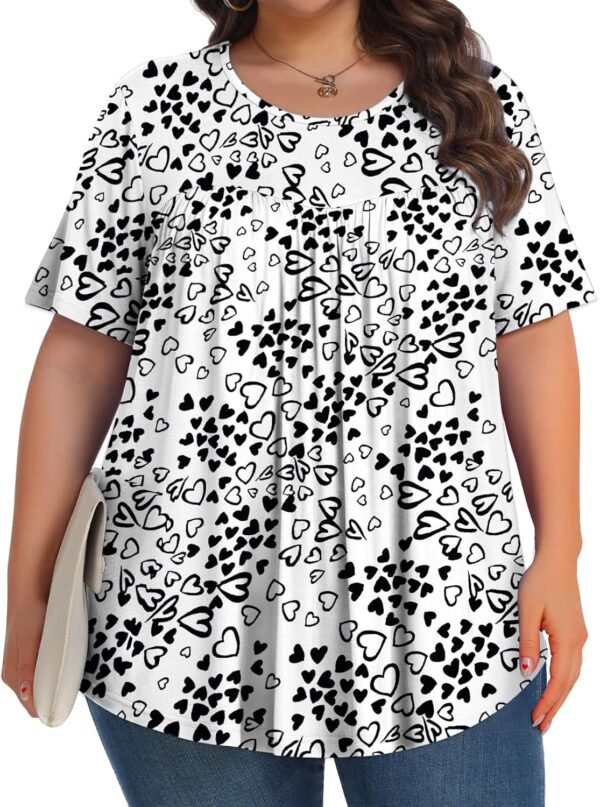 Womens Plus Size Tops Tunic Short Sleeve Crew Neck Shirts Ca... - Image 4