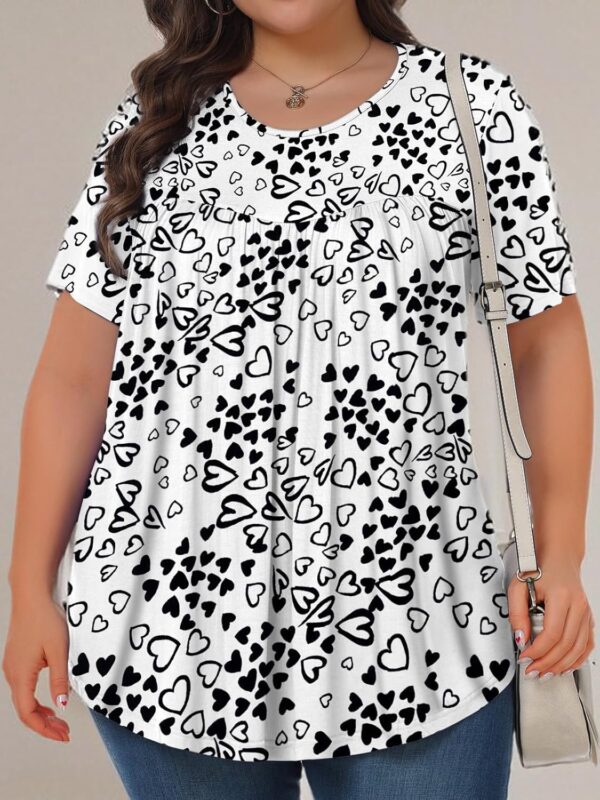 Womens Plus Size Tops Tunic Short Sleeve Crew Neck Shirts Ca... - Image 6