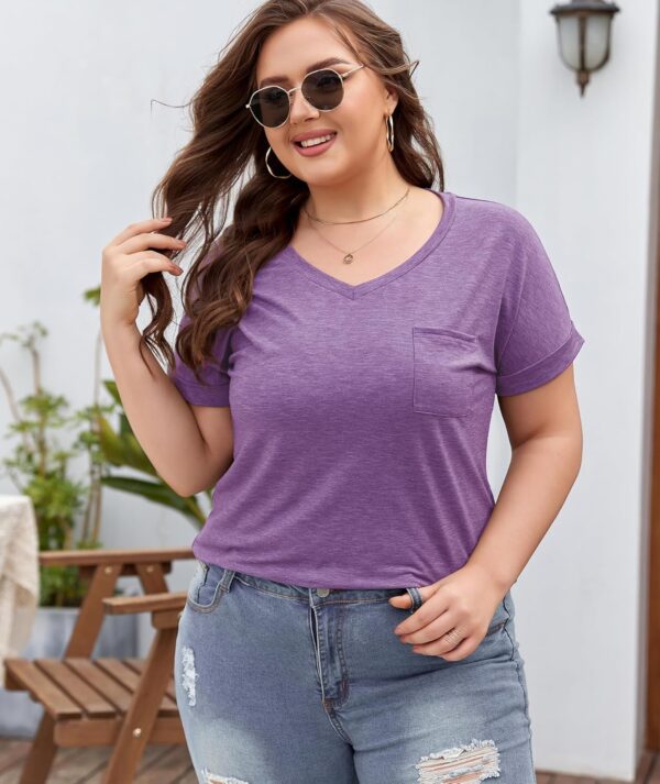 LALAGEN Plus Size T Shirts for Women 2024 UPF 50+ Rolled Sho... - Image 4