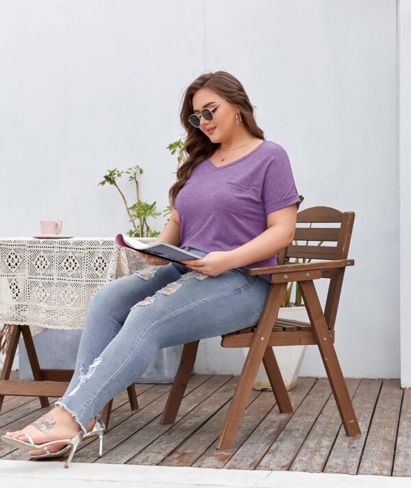 LALAGEN Plus Size T Shirts for Women 2024 UPF 50+ Rolled Sho... - Image 7