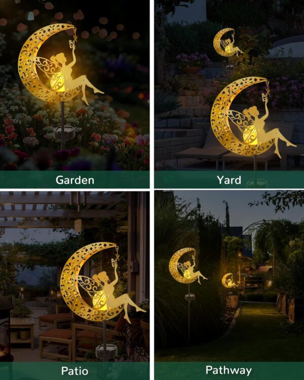 Solar Garden Statues Outdoor Decor, Fairy Moon Figurine Ligh... - Image 7