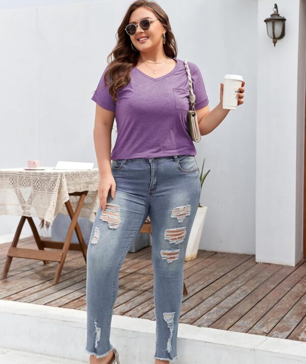 LALAGEN Plus Size T Shirts for Women 2024 UPF 50+ Rolled Sho... - Image 6