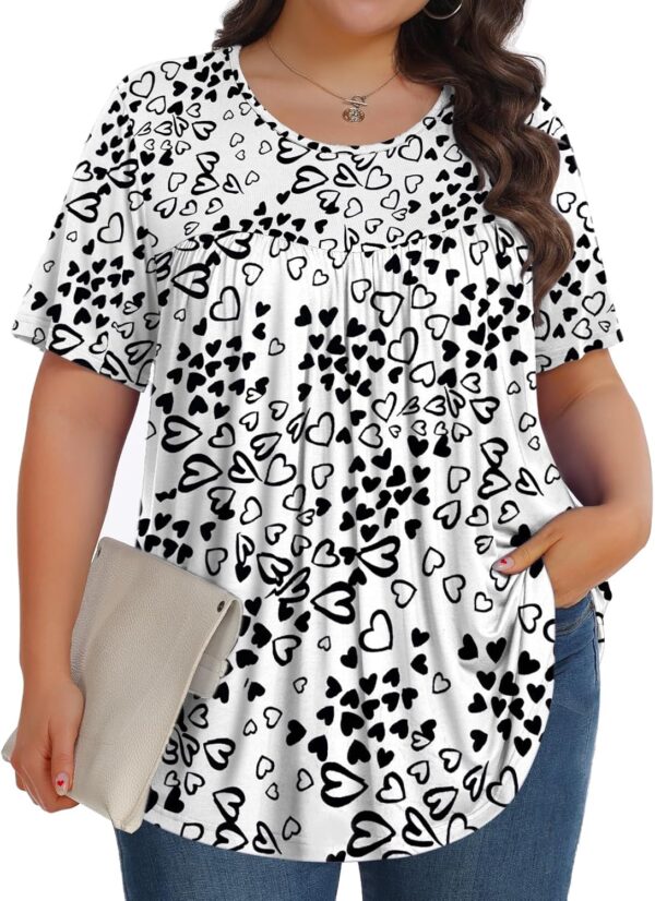 Womens Plus Size Tops Tunic Short Sleeve Crew Neck Shirts Ca... - Image 2