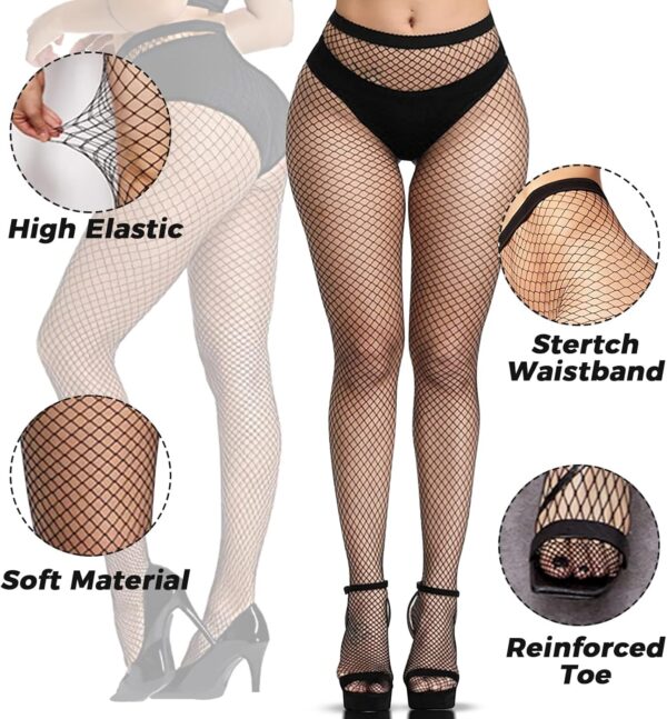 Buauty 3 Pcs Lace Patterned Fishnet Tights for Women Black F... - Image 4