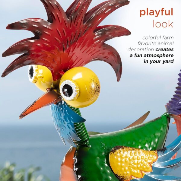 Alpine Corporation - 18" Tall Wacky Metal Rooster Yard Statu... - Image 6