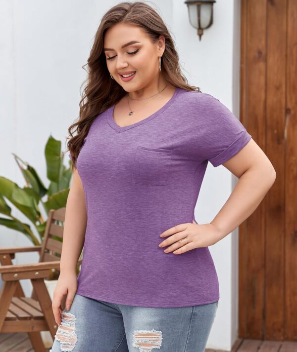 LALAGEN Plus Size T Shirts for Women 2024 UPF 50+ Rolled Sho... - Image 5
