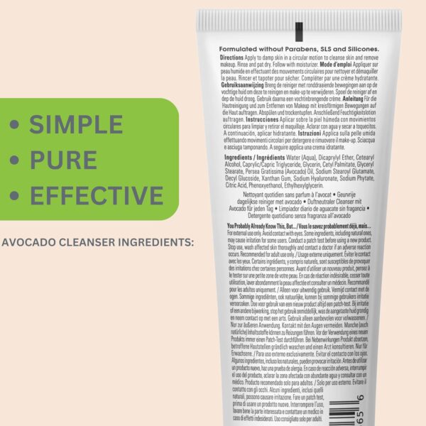 Yes To Avocado Fragrance Free Daily Cream Cleanser, Hydratin... - Image 5