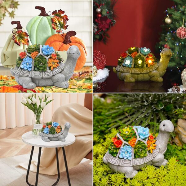 Nacome Solar Garden Outdoor Statues Turtle with Succulent an... - Image 6