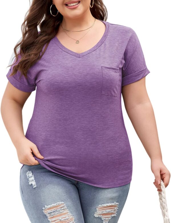 LALAGEN Plus Size T Shirts for Women 2024 UPF 50+ Rolled Sho... - Image 2