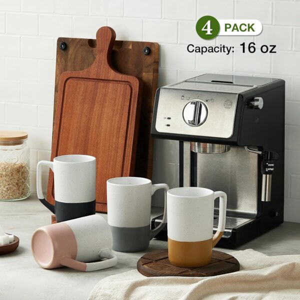Large Ceramic Coffee Mug Set of 4, 16 oz Tea Cups with Handl... - Image 4