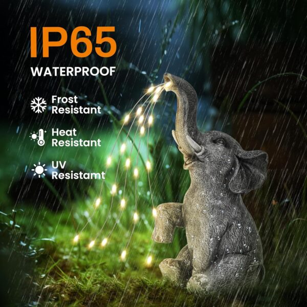 GIGALUMI Solar Garden Decor Watering Elephant Statues Outdoo... - Image 6