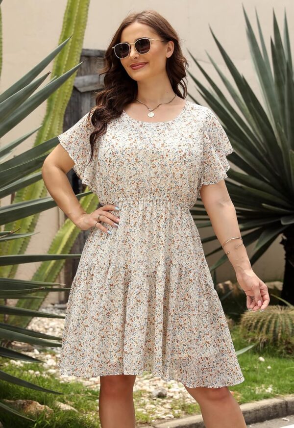 Nemidor Womens Casual Plus Size Summer Boho Chiffon Print Mi... - Image 3