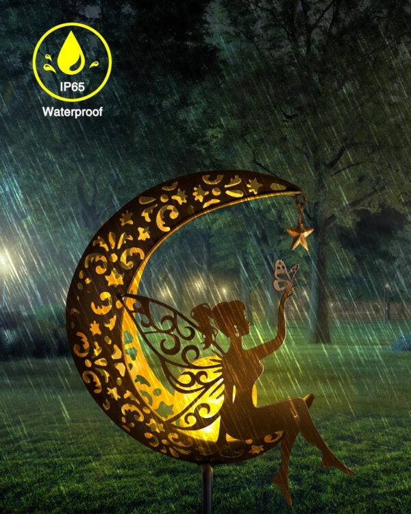 Solar Garden Statues Outdoor Decor, Fairy Moon Figurine Ligh... - Image 8