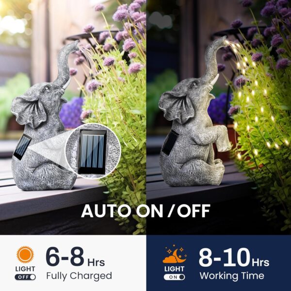 GIGALUMI Solar Garden Decor Watering Elephant Statues Outdoo... - Image 5