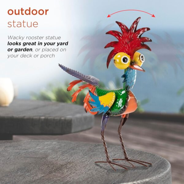 Alpine Corporation - 18" Tall Wacky Metal Rooster Yard Statu... - Image 5
