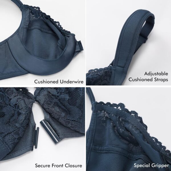 DELIMIRA Women's Front Closure Bras Plus Size Lace Full Cove... - Image 4
